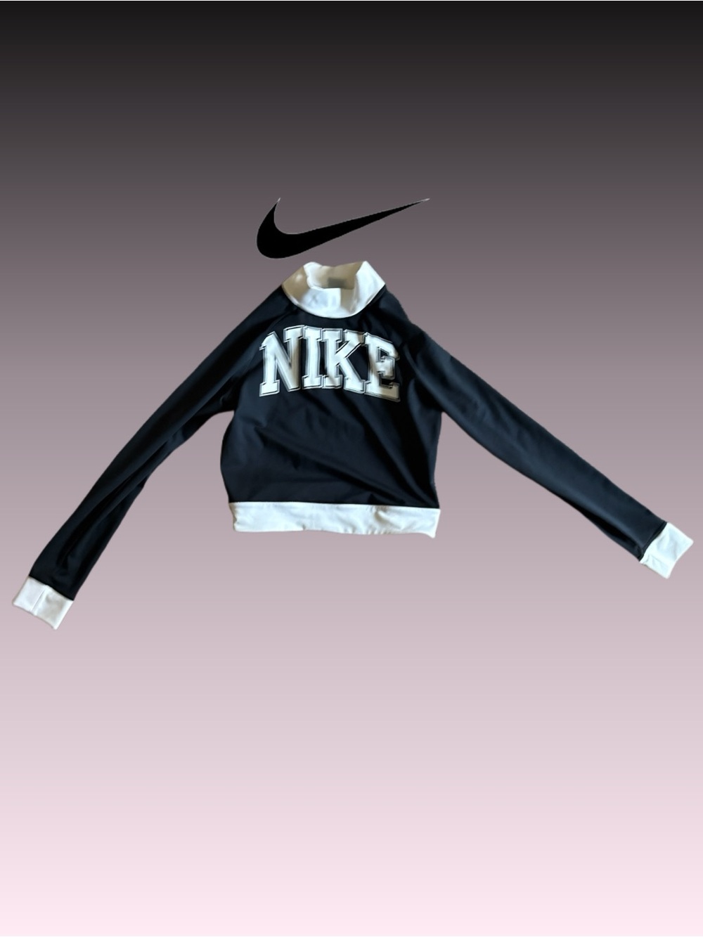 Nike Black and White Logo Cropped Pullover